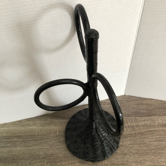 Vtg Boho Woven Wicker Towel Rack - Picture 6 of 13